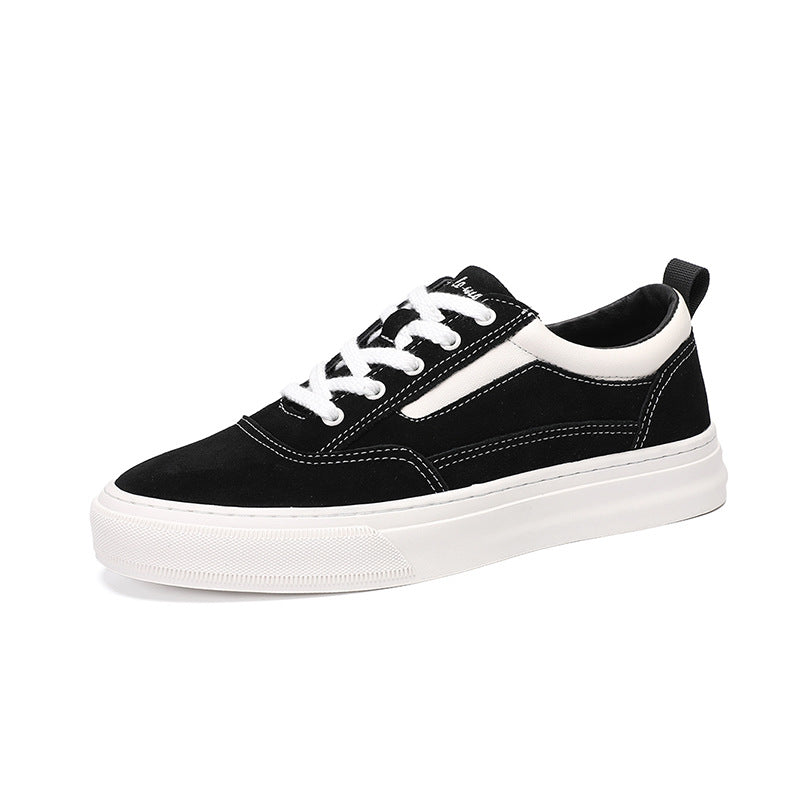 Men's Frosted Mercerized Cowhide Simple Black Vintage Skateboard Men's Casual Shoes
