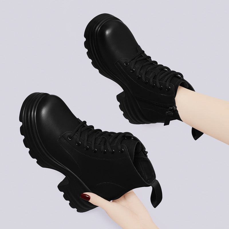 Women's Martin Fleece-lined British Style Thick-soled Small Boots