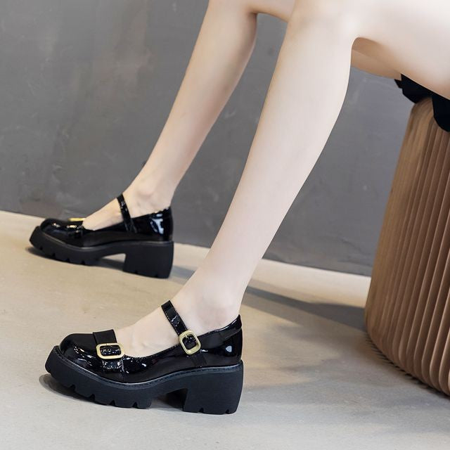 Women's Comfortable High Chunky Platform Shallow Mouth Casual Shoes