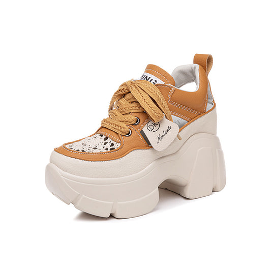 Women's Height Increasing Insole Platform White Real Sandals