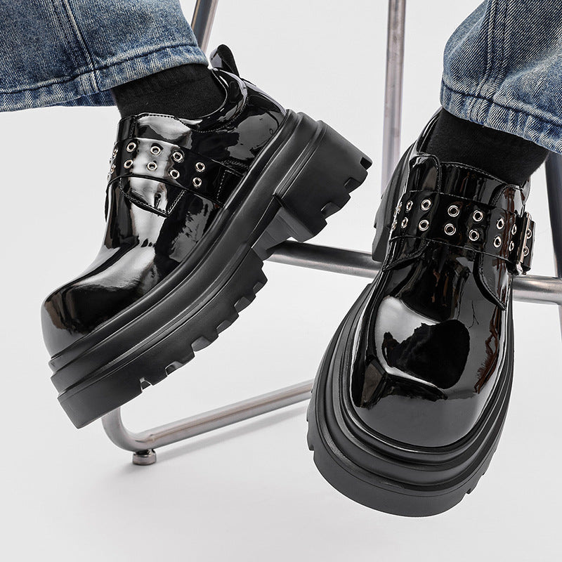 Men's British Style Comfortable Small Winter Raise The Bottom Brown Men's Casual Leather Shoes