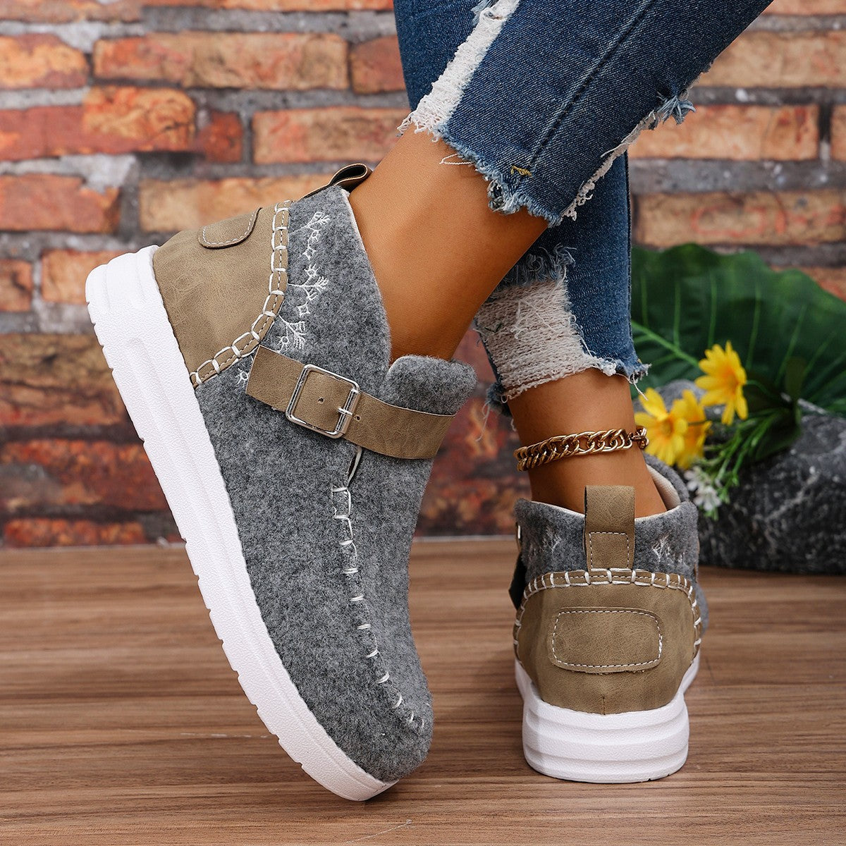 Women's Thick Plush Warm Plus Size Sewing Women's Shoes