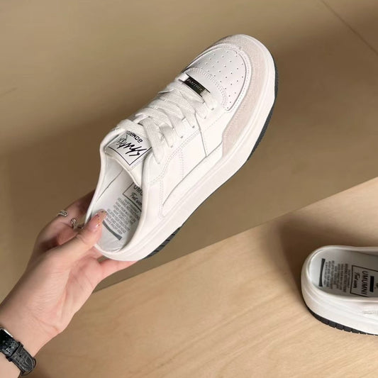 Women's Toe Thick-soled Sports White Board Half Summer Outer Slippers