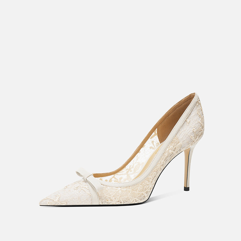 Women's Sheepskin High Temperament Banquet Pointed Stiletto Design Women's Fashion Shoes