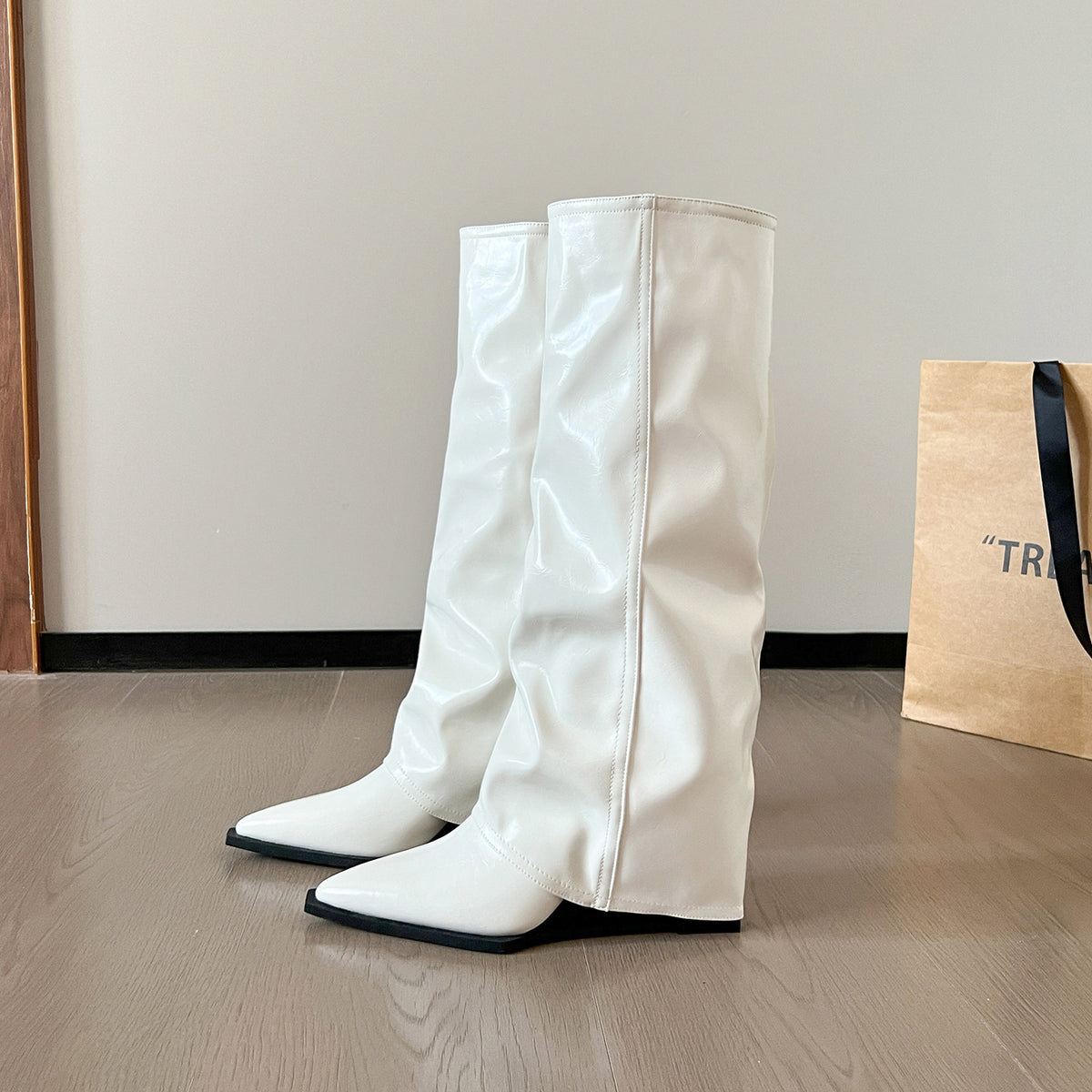 Women's The Knee Pointed Toe Pantyhose Slimming Boots