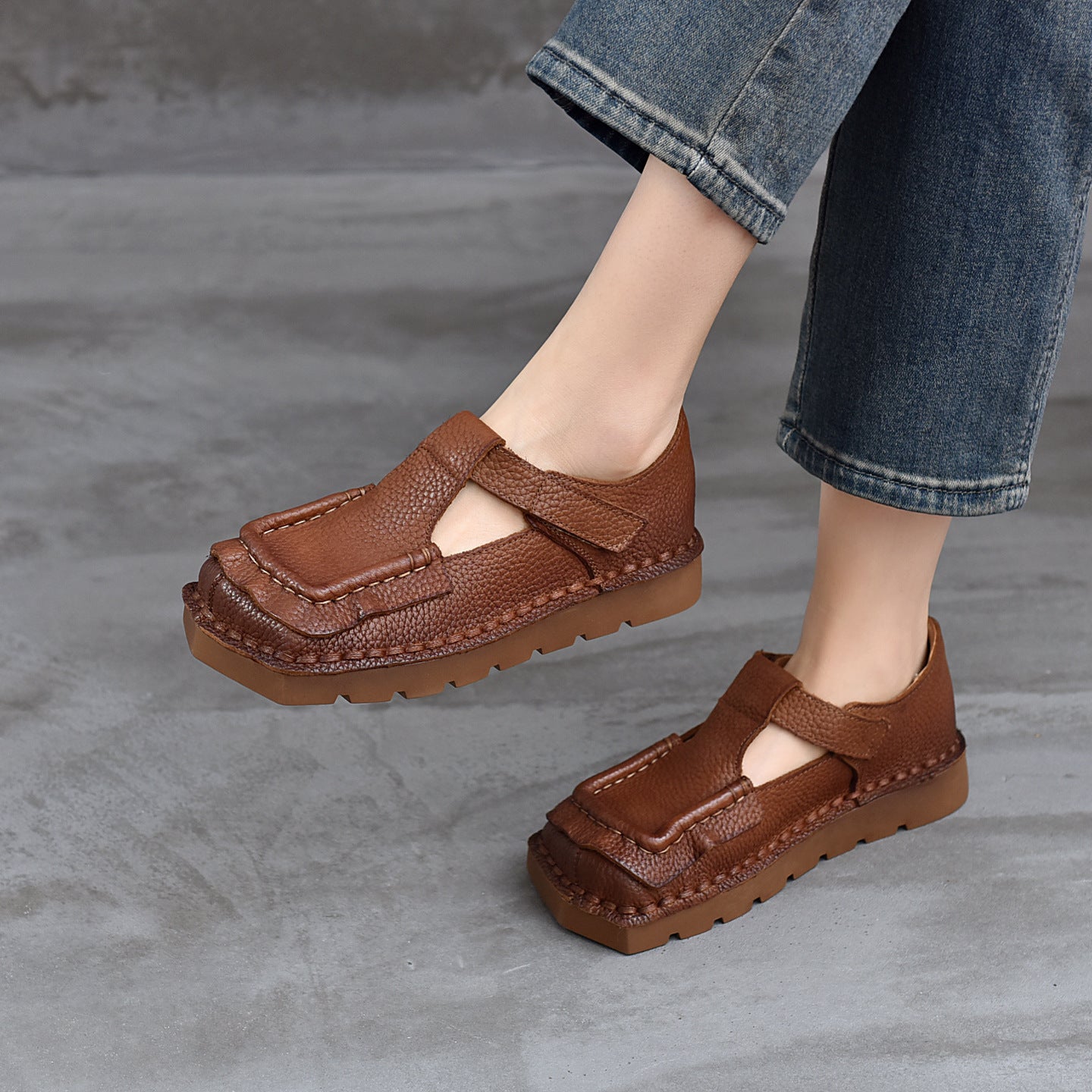 Women's Retro British Style Elastic Mouth Small Women's Casual Shoes
