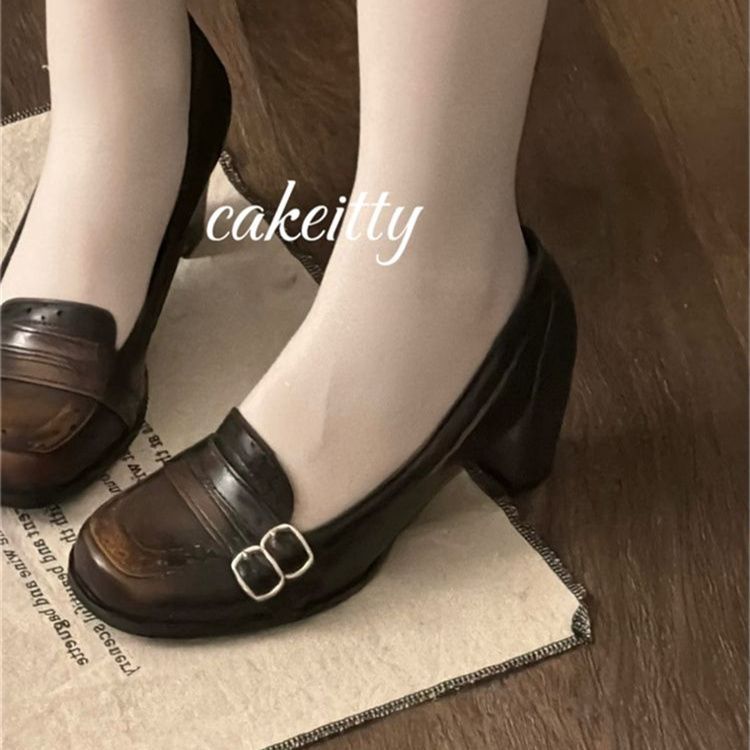 Style Belt Buckle Chunky High Mary Loafers