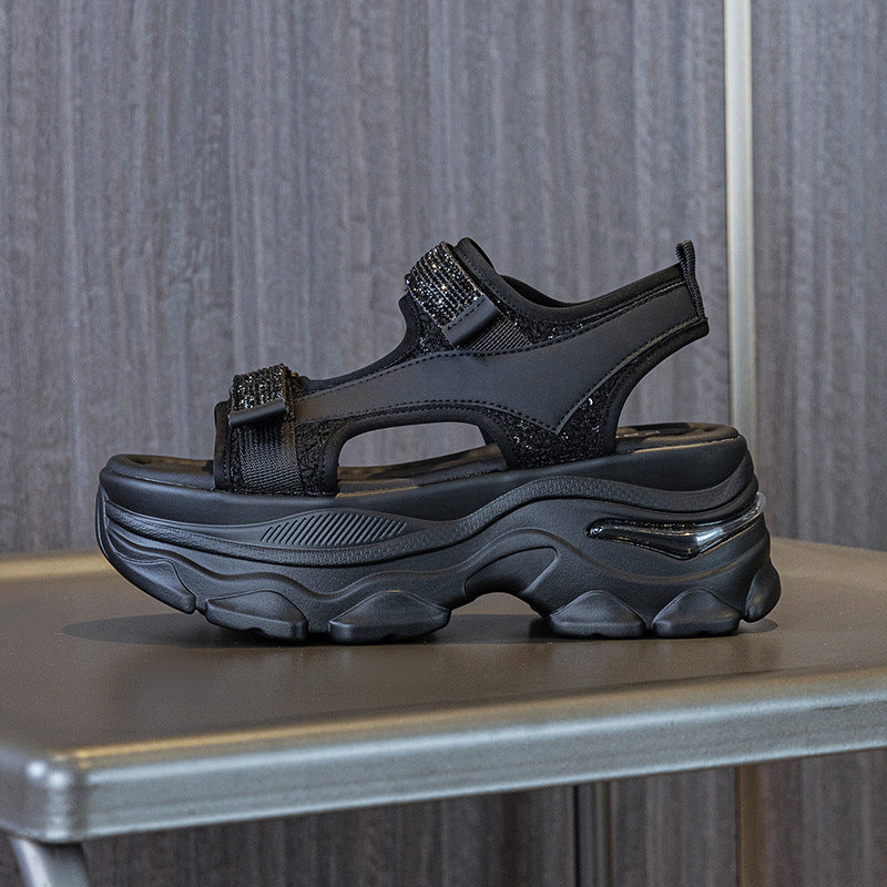 Women's Summer Rhinestone Roman Muffin Heighten Soft Sandals