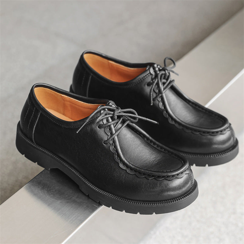 Men's Trendy Business Formal Wear Green Korean Style British Black Men's Casual Leather Shoes