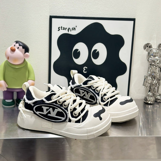 Bottom Couple Ugly Cute Big Head Black Casual Shoes