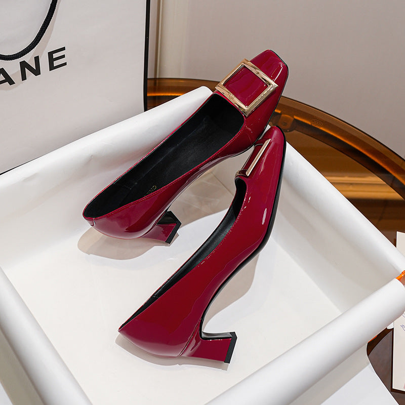 Women's Buckle Mid Spring French Style Vintage Women's Fashion Shoes