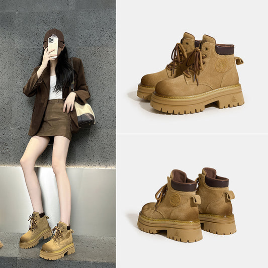 Women's Cow Suede Martin For Autumn Outdoor Hiking Climbing Worker Boots