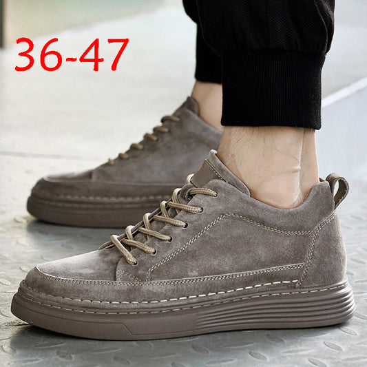 Men's Large Size Fleece-lined Inner Height Increasing Board Top Layer Sneakers