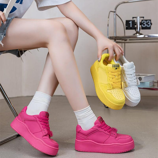Women's Summer Air Force Versatile Breathable For White Thick Bottom Hight Women's Casual Shoes
