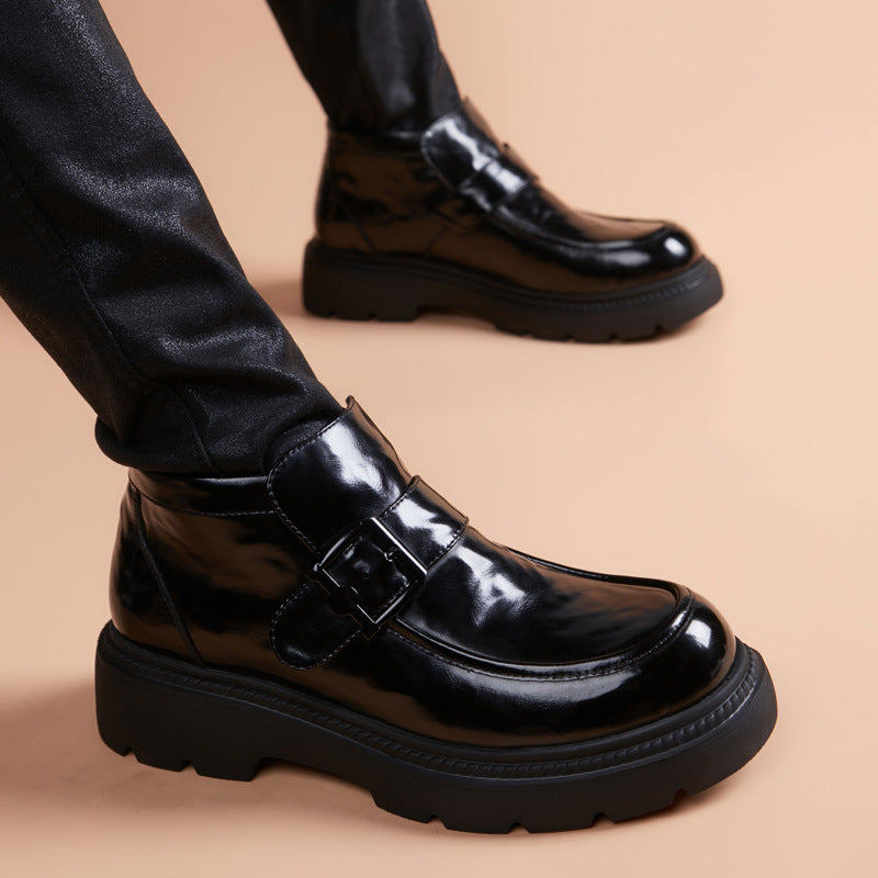 Men's Fashion British Style Thick Bottom Height Increasing Youth Men's Business Leather Shoes