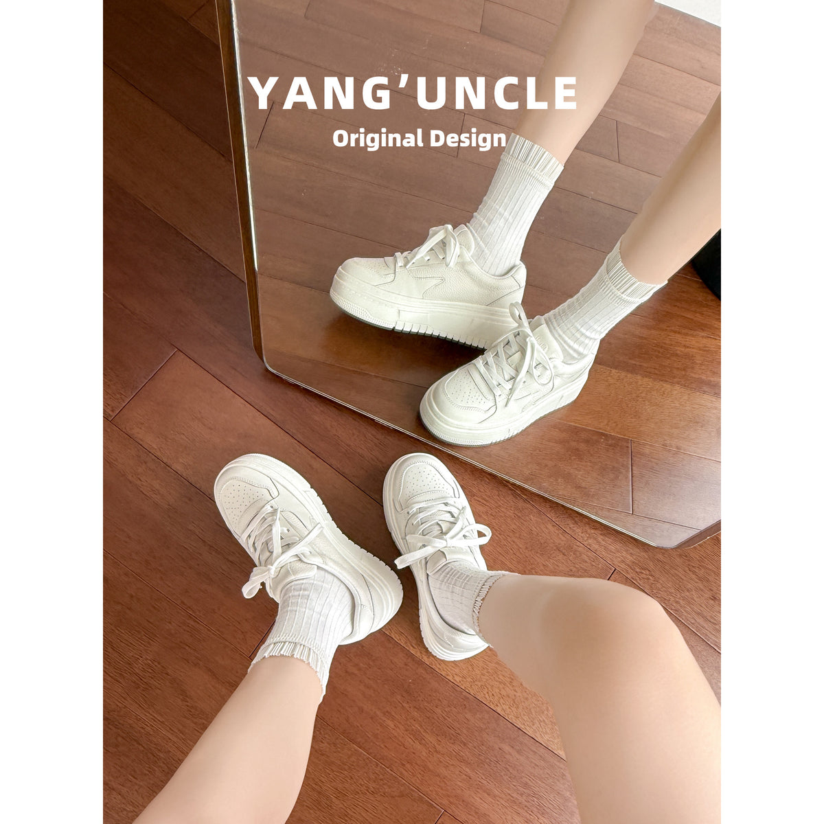 Women's White Summer Genuine Thick Bottom Small Sports Heels