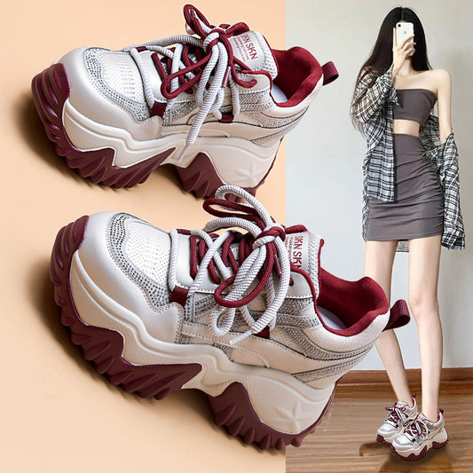 Women's Dad Spring Rhinestone Fashion Heightened Daddy Women's Sports Shoes