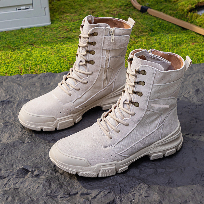 Tactical Worker Couple Outdoor Hiking Motorcycle Women's Leather Boots