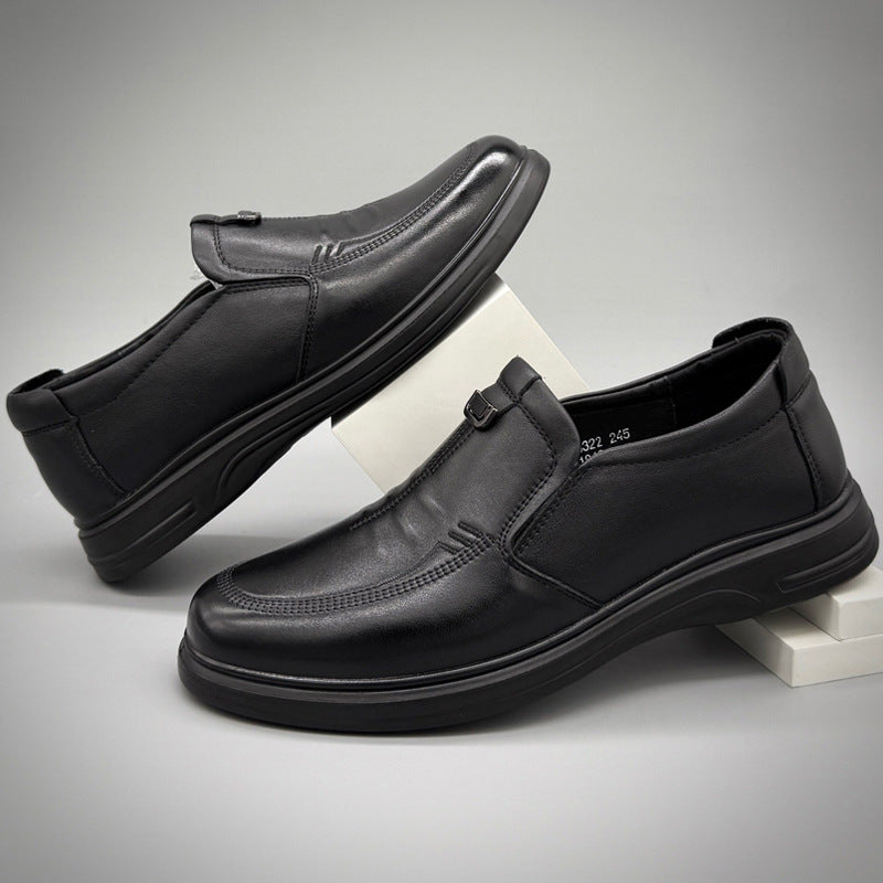 Men's Cowhide Autumn Genuine Breathable Lightweight Comfortable Slip-on Men's Casual Leather Shoes