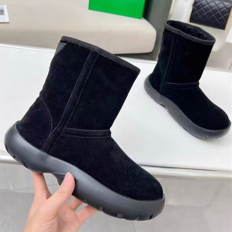 Women's Thick-soled Fur Winter Genuine Wool Thickening Snow Boots