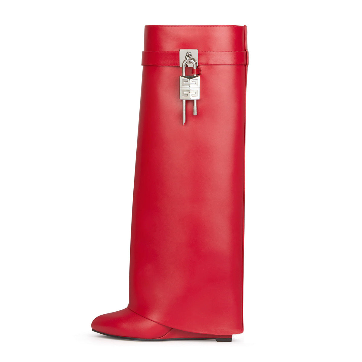 Women's Catch High Tube Pants Wedge Knight Height Increasing Insole Large Women's Leather Boots
