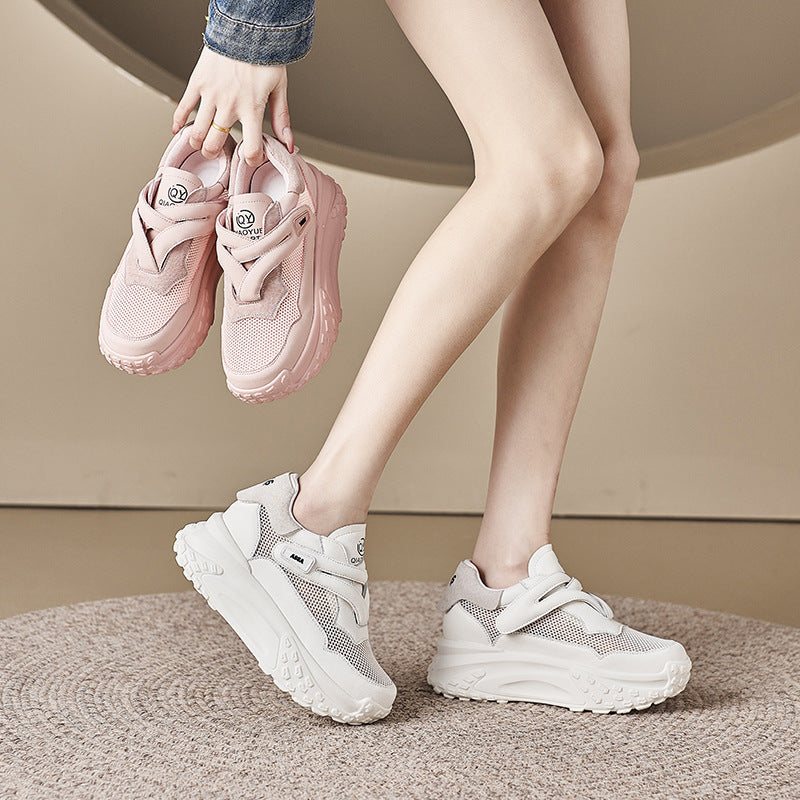 Women's Korean Velcro Platform White Height Increasing Insole Women's Casual Shoes