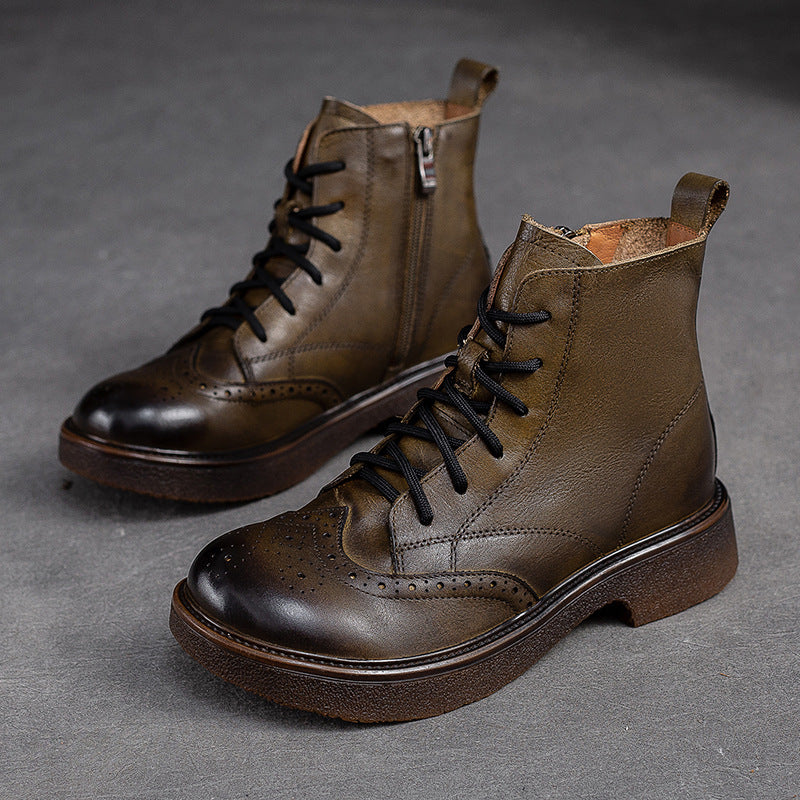 Women's Fashionable Side Zipper Hand-rub Color First Boots