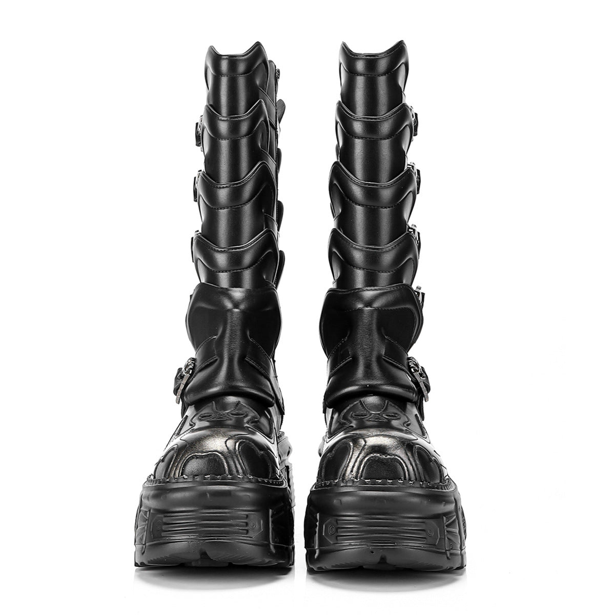 High Motorcycle Platform Female Punk Riding Women's Leather Boots