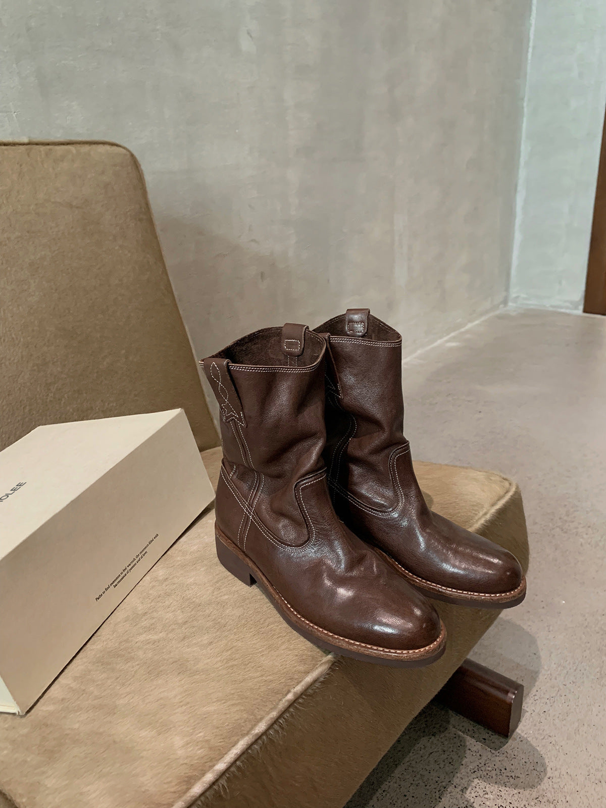 Mouth Western Cowboy Female Skinny Thick Middle Desert Women's Leather Boots