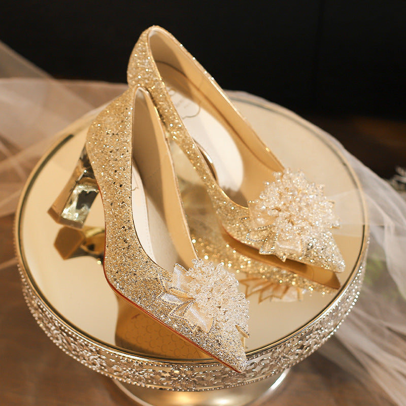 Bridal Wedding Shallow Mouth Pointed Toe Heels