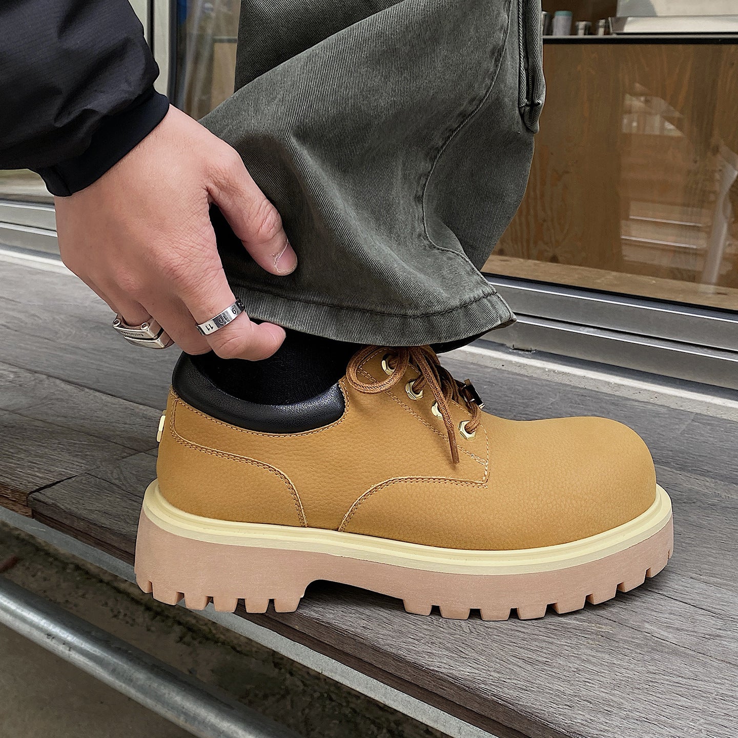 Men's Outdoor Derby Big Toe Thick Bottom Increased Men's Casual Shoes