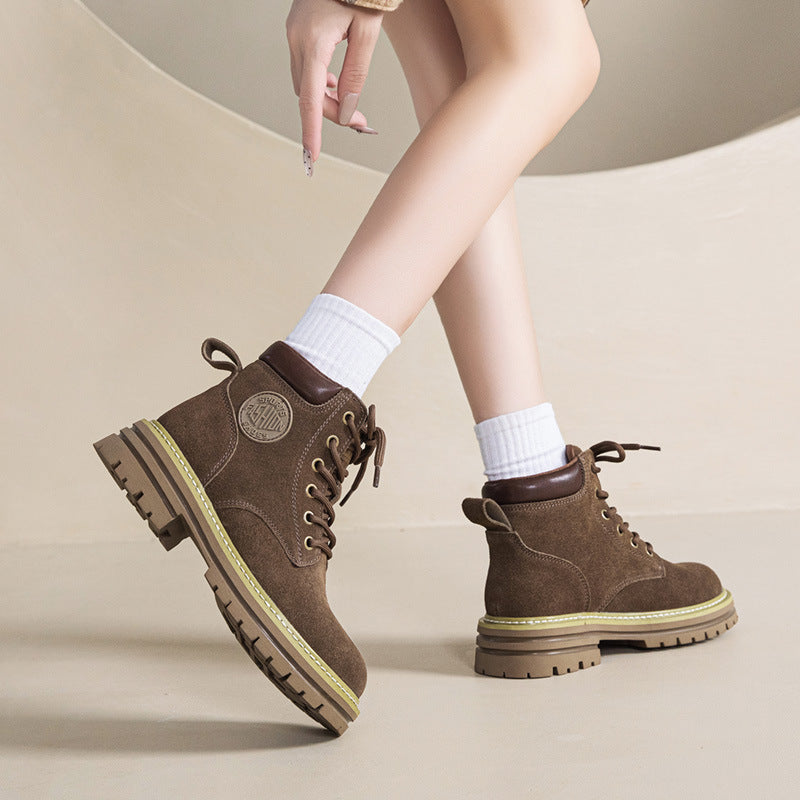 Women's Martin Autumn Soft Bottom Retro Short Cow Boots