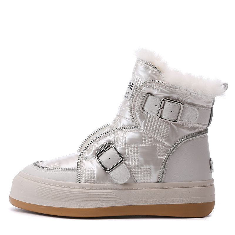 Women's Winter Fleece-lined Thick Short Zip Platform Snow Boots