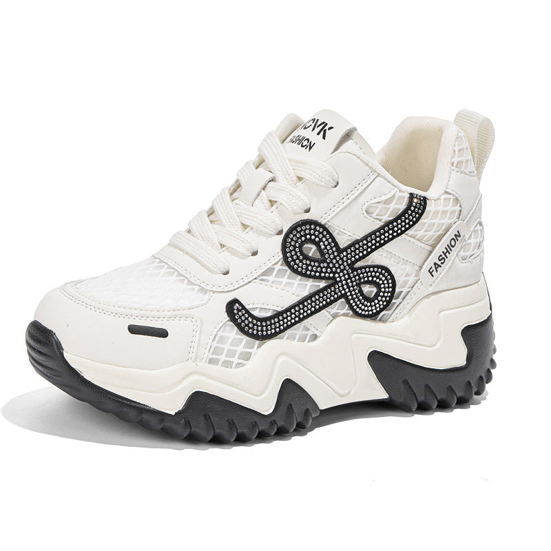 Women's Korean Style Rhinestone Platform Mesh Surface Women's Casual Shoes