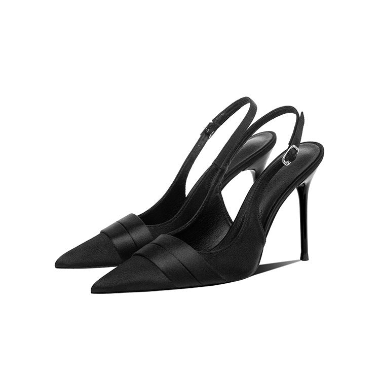 Women's Closed Toe Champagne Niche Stiletto Pointed French High Heeled Sandals