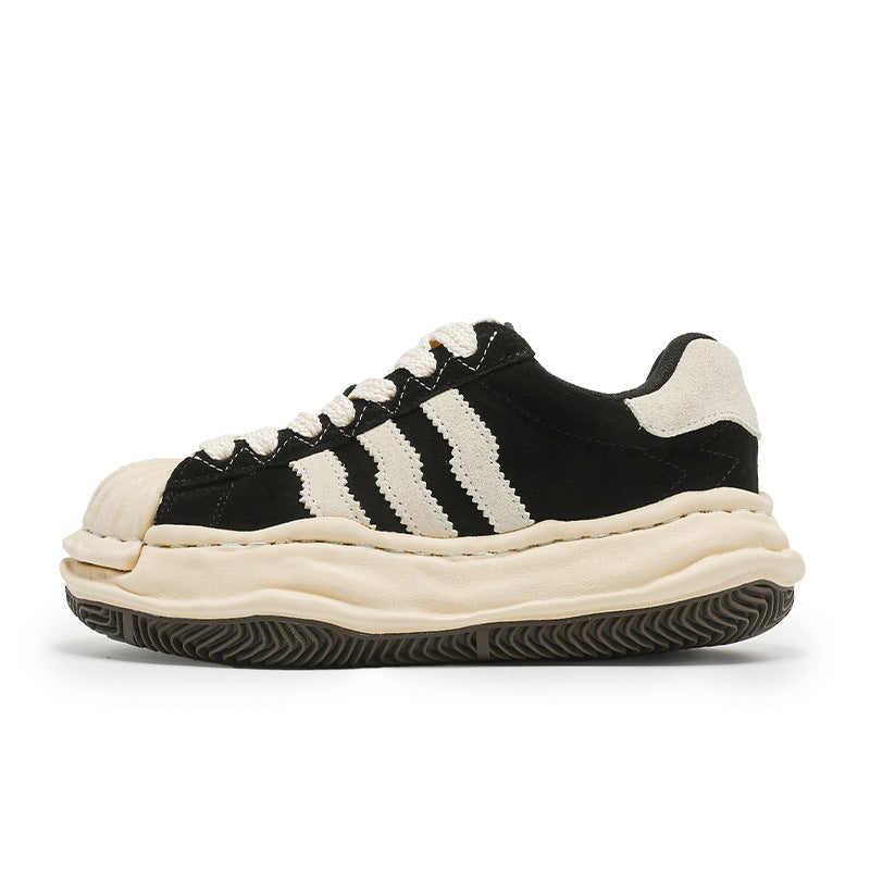 Three Bars Niche Shell Toe Dissoed Thick Sole Height Sneakers