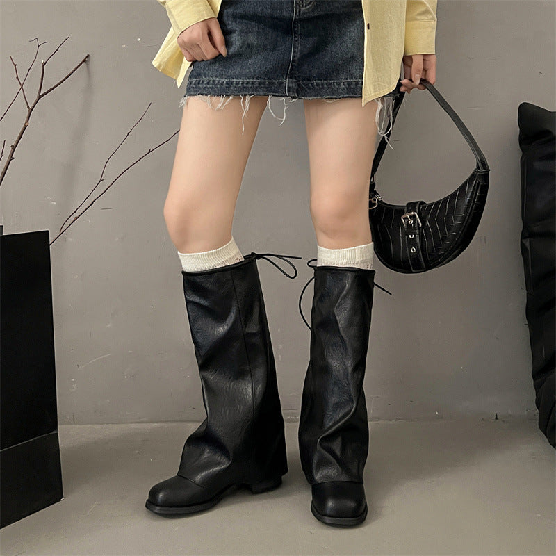 Women's Skirt Retro Pile Style Thick Pants Heels