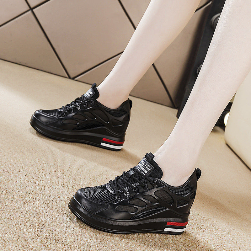 Women's Thick Bottom Inner Height Increasing Small Slimming Mesh Breathable Women's Casual Shoes