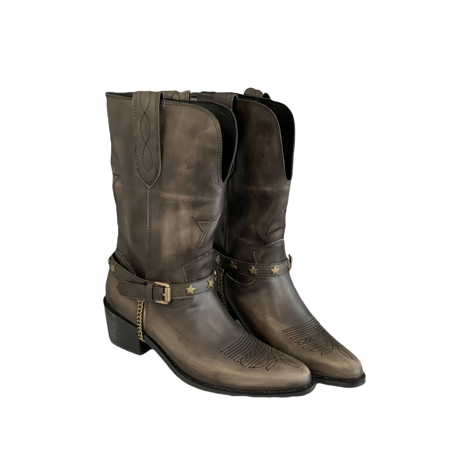 Women's Vintage Western Cowboy Sleeve Genuine Long Brown Knight Women's Leather Boots