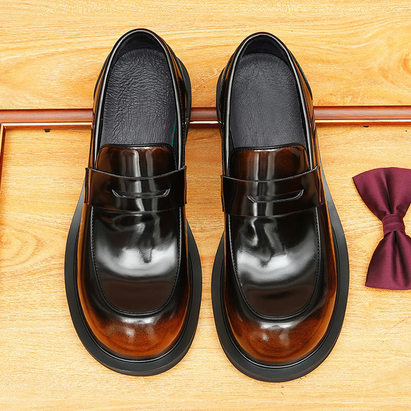Men's Foot Big Head High-grade Glossy Slip-on Men's Business Leather Shoes