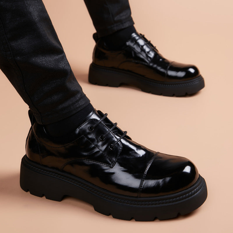 Men's Formal Wear Green British Lace Up Men's Business Leather Shoes