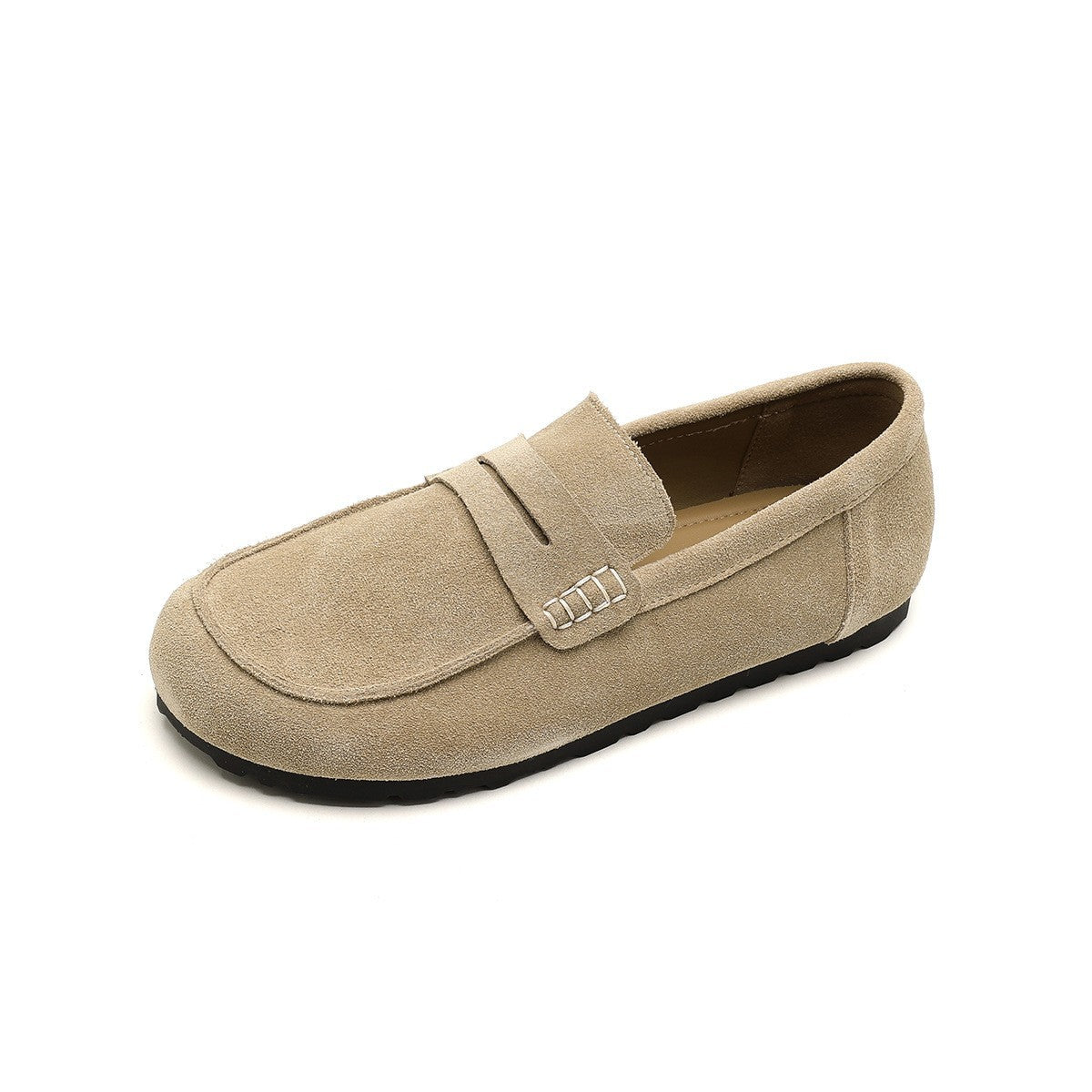 Women's Genuine Pumps Retro Slip-on Lofter Cowhide Women's Casual Shoes