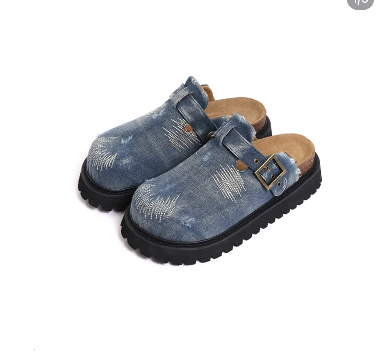 Retro Distressed Pump Couple Summer Flat Thick-soles Slippers