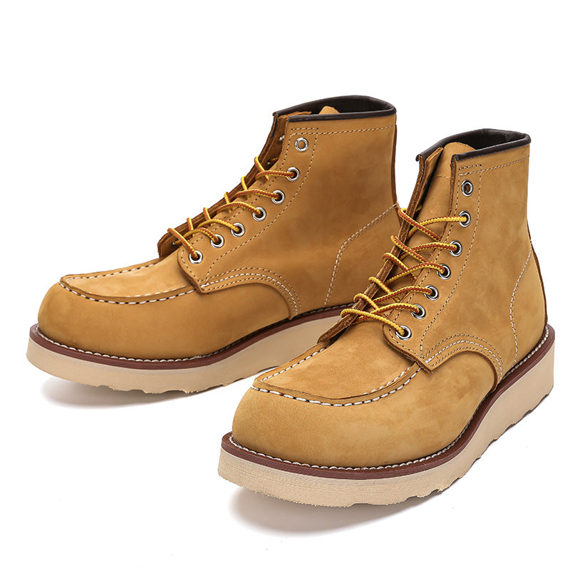 Men's Retro Short American Martin Round Toe Boots