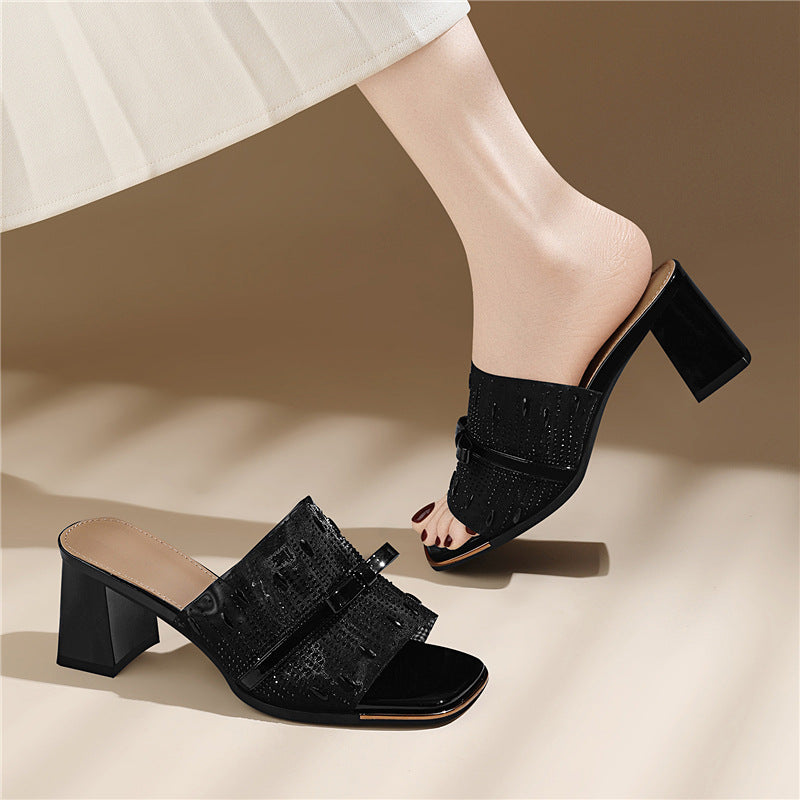 French Style Evening Chunky Fairy Summer Slippers