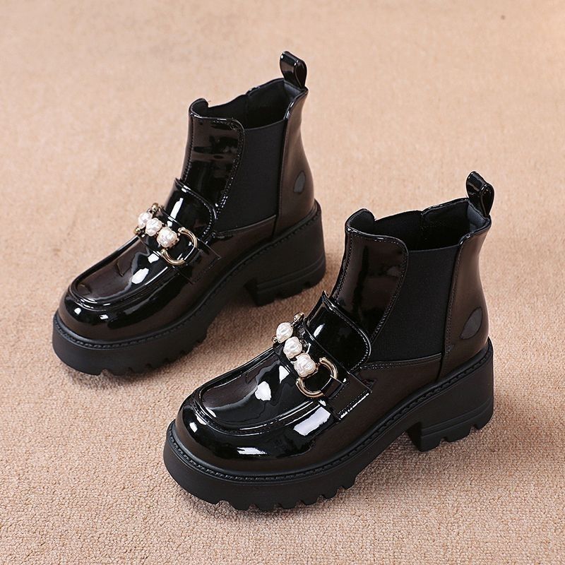 Women's Real Soft Chelsea Veet Martin For British Style Patent Short Boots