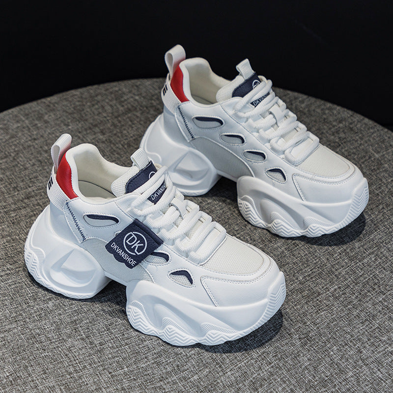Women's Mesh Surface White Thick Bottom Front Breathable Wearable Women's Casual Shoes