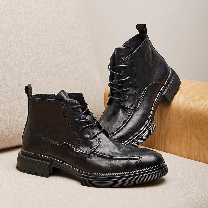 Men's First Layer Cowhide Martin Genuine Platform Boots