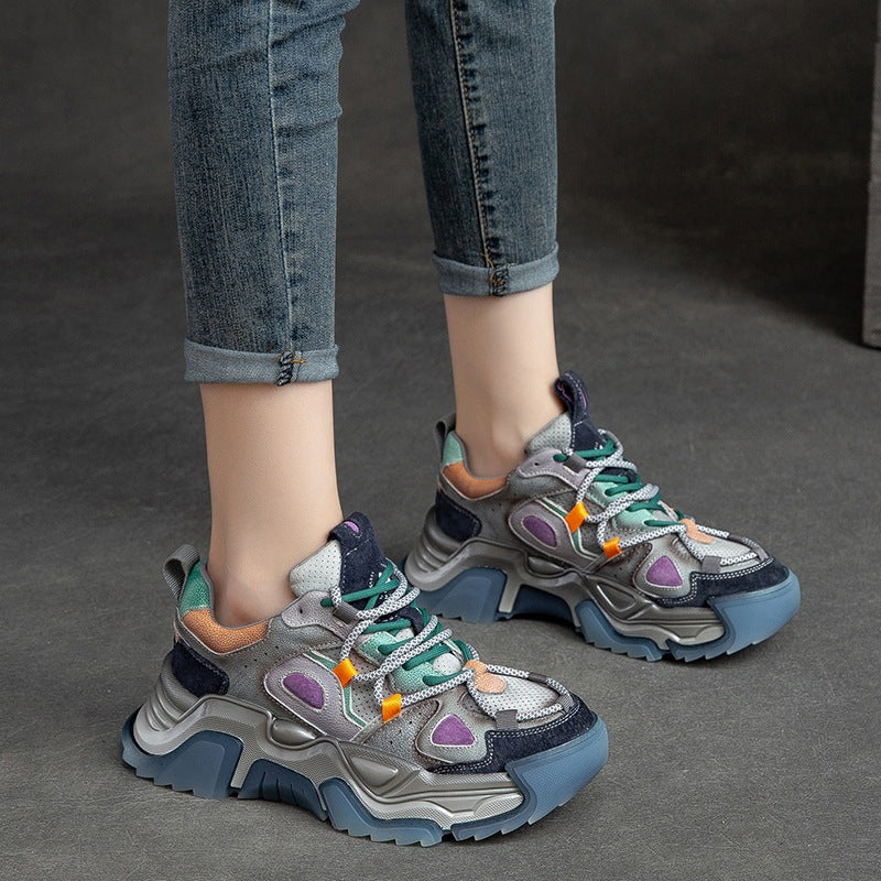 Women's First Layer Cowhide Retro Style Fashion Sneakers