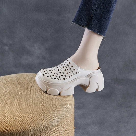 Women's Chunky Platform Summer Hollow Hole Muller Slippers